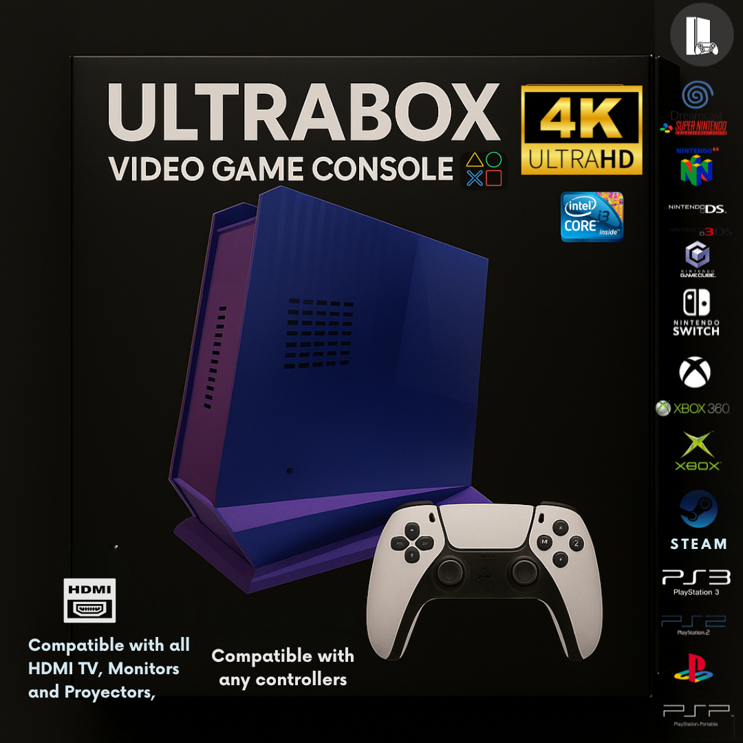 Play Every Console – PS4, Xbox 360, Switch, Xbox, PS3 & 80+ Gaming Systems of All Time with 100,000 Games in One – UltraBox™ Super Console