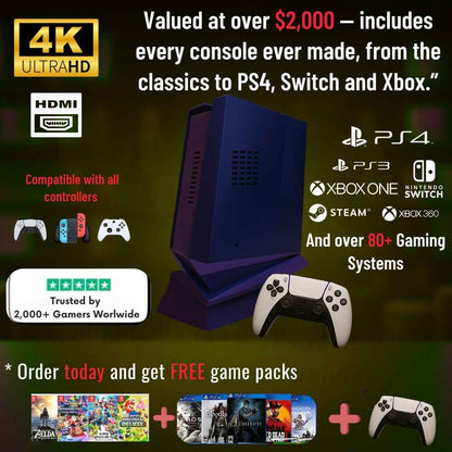 Play Every Console – PS4, Xbox 360, Switch, Xbox, PS3 & 80+ Gaming Systems of All Time with 100,000 Games in One – UltraBox™ Super Console